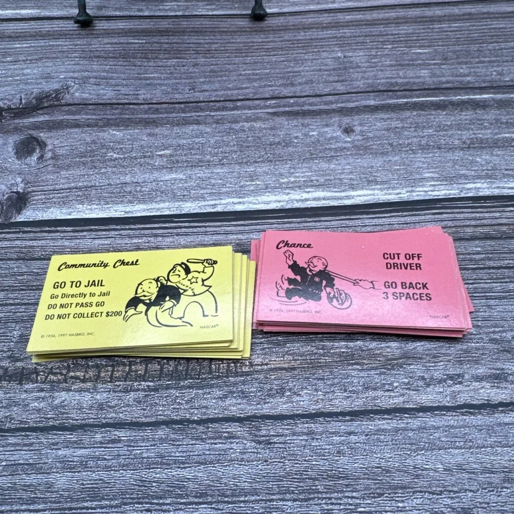 1997 Nascar Monopoly Replacement Pieces.  Red And Yellow Action Cards Vintage